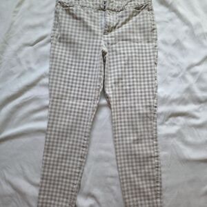 Old Navy Checkered Ankle Pants - Beige and White